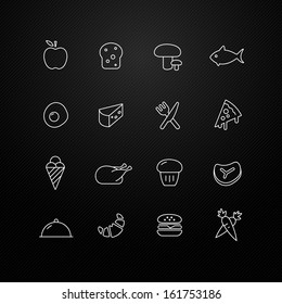 Food vector thin line symbol icon on black background