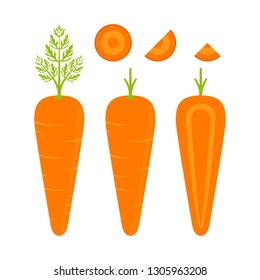 Food - Vegetable - Flat Vector Icon Set - Carrot Isolated on White Background