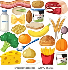 Food vegetable and fruit seamless pattern illustration