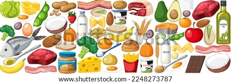 Food vegetable and fruit seamless pattern illustration