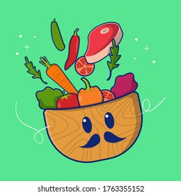 Food vegetables bowl icon vector