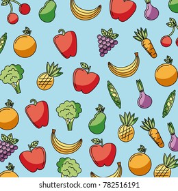 food vegetables and fruit delicious seamless pattern
