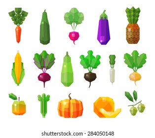 food. vegetables and fruits set icons. vector illustration