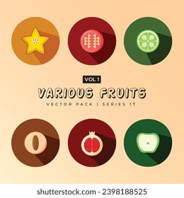 Food vegetables and fruits Vector illustrations - Set with hand drawn fruit minimal design