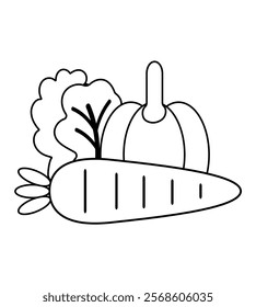 food, vegetables, icon, healthy food, style, carrot, broccoli, eat, vector illustration, 10EPS