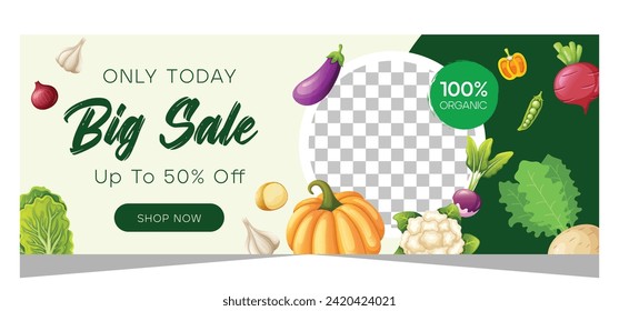 Food vegetarian sale banner template design