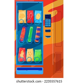 Food vending machine, automatic shopping technology, passive business, design cartoon style vector illustration, isolated on white