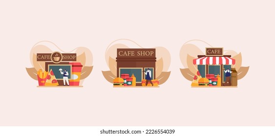 Food Vendor Cafe Shop Flat Design