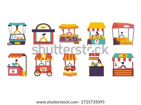 Food Vendor Illustration Element Set