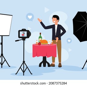 Food Vlogger in Flat design