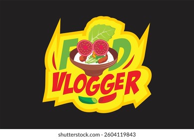 Food vlogger vector template for print on demand