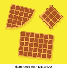 Food Waffle Top View Vector Illustration