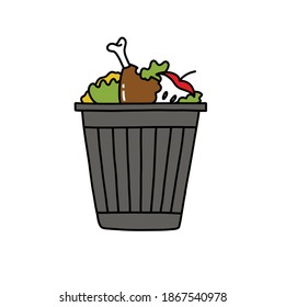 food waste doodle icon, vector illustration