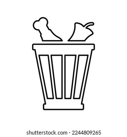 Food, food waste, garbage outline icon. Line art vector.