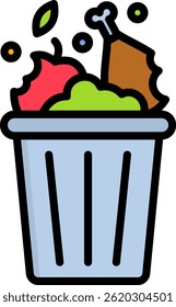 Food Waste Icon Lineal Color Vector Illustration