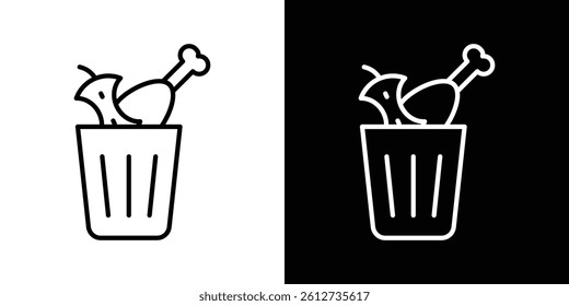 Food waste icon set. Black illustration isolated for graphic and web design