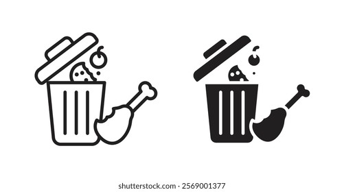 Food waste icon set vector graphics designs