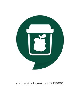 food waste icon, trash bin for organic waste, vector