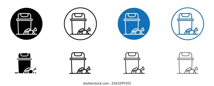 Food waste icons in black and blue colors