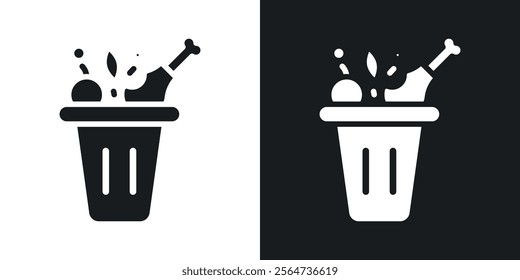 Food waste icons in flat syle