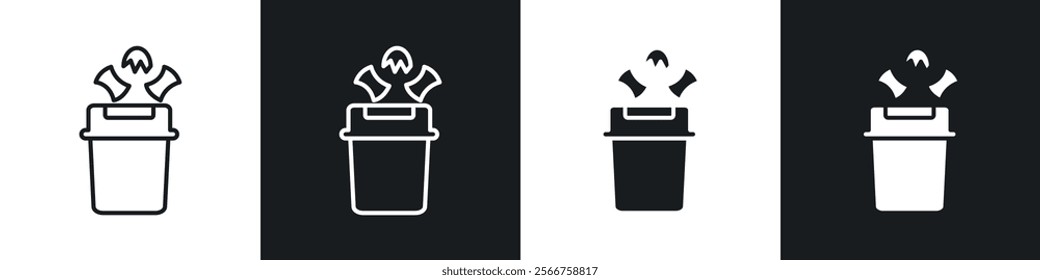 Food waste icons in Thin line black color. flat simple vector symbols illustration.