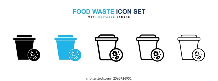 Food waste icons vector collection pack.