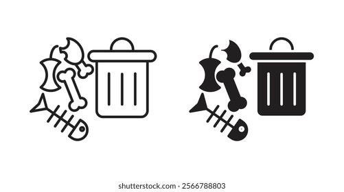 Food waste vector line icon illustration