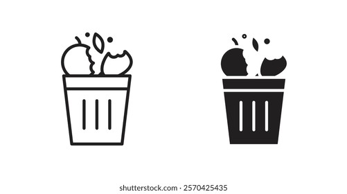 Food waste vector web icons set