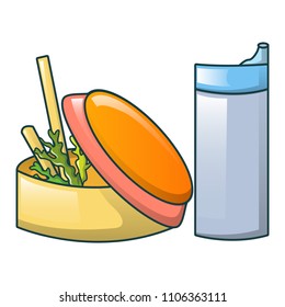 Food and water bottle icon. Cartoon of food and water bottle vector icon for web design isolated on white background