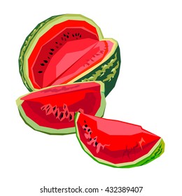 food watermelon sweet fruit ripe vector fresh slice organic juicy green