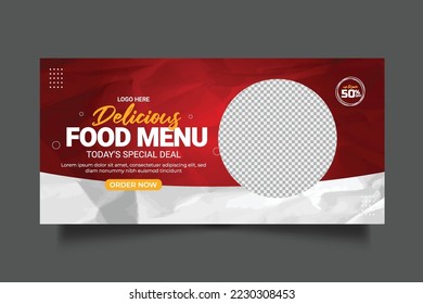 Food web banner food advertising discount sale offer template social media food cover post design