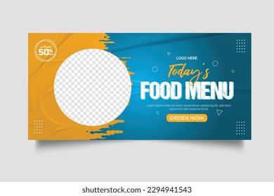 Food web banner food advertising discount sale offer template social media food cover post design