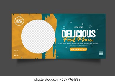 Food web banner food advertising discount sale offer template social media food cover post design