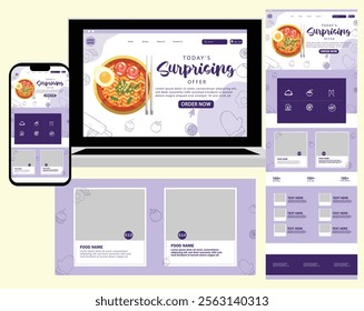 Food  Website Landing Page .Web page design template for fresh vegetables, organic food, natural products, online food ordering, recipes. Vector illustration for poster, banner, 