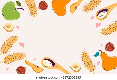 Food wheat breakfast banner sweet concept. Vector flat graphic design illustration