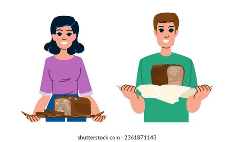 food whole grain bread vector. wheat healthy, breakfast bakery, nutrition rye food whole grain bread character. people flat cartoon illustration