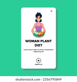 vectores de dieta vegetal para mujeres alimentarias. harina de estilo de vida, vegetal sano, vegetales de la salud alimento mujer planta dieta web lisa ilustración de caricatura