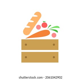 food wood box logo vector design template