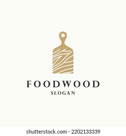 Food wood logo icon flat design template