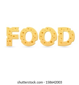 Food word of cheese. Vector word template