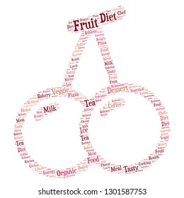 food word cloud in a cherry shape, vector file for EPS10