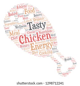 food word cloud in the chicken shape, vector file for EPS10