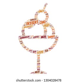 food word cloud in the dessert shape, vector file for EPS10