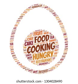 food word cloud in an egg shape, vector file for EPS10