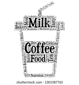 food word cloud in the glass shape, vector file for EPS10