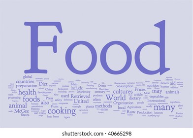 Food word cloud illustration. Graphic tag collection.