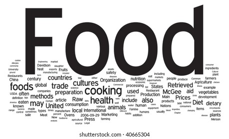 Food word cloud illustration. Graphic tag collection.