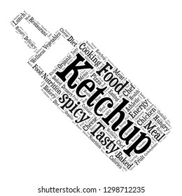 food word cloud in the ketchup bottle shape, vector file for EPS10
