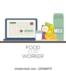 Food For Worker Healthy Food Concept Vector Illustration 