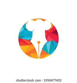 Food Writer vector logo design. Chef hat and pen icon logo design.